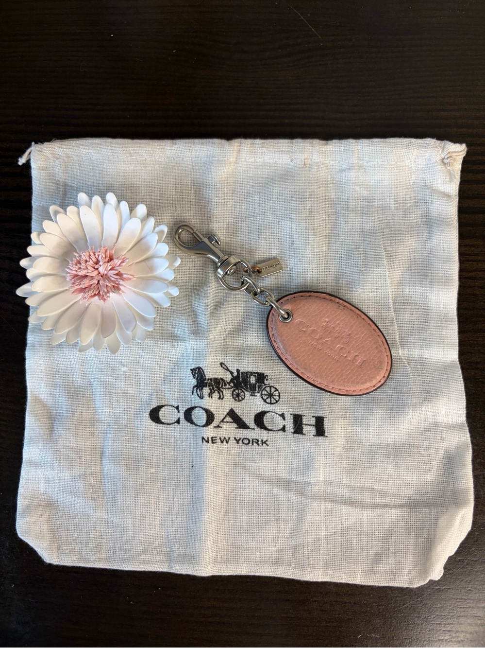 Coach Pink & Leopard Oval Bag Charm Key Fob - Picture 2 of 4